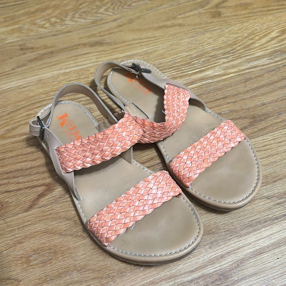 KORKS BY KORK-EASE Callista Orange Braided Strap Sandals
